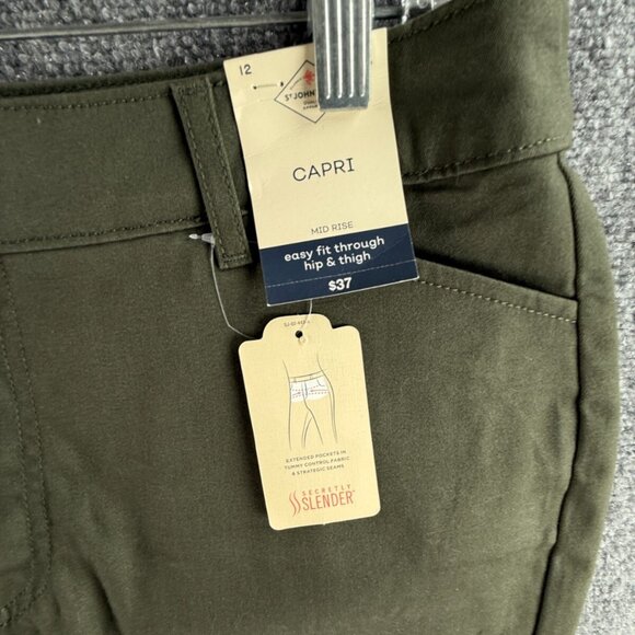 NWT St. Johns Bay Size 12 Mid Rise Capri Tummy Control Cotton Stretch ACTL 34X19 - Picture 9 of 14